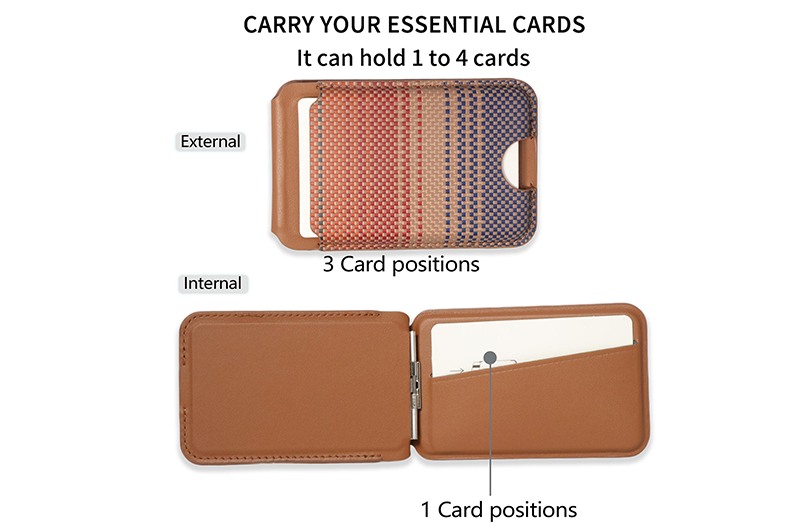 3-Card Real Carbon Fiber Magnetic Card Holder with RFID Blocking Kickstand for iPhone 12-17 Series (Support OEM/ODM)